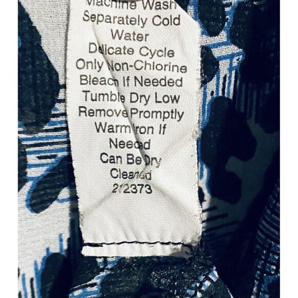 Cabi Top Womens Medium Fatale Blue Black Animal Print Sheer Button Up Boho 977 - Picture 8 of 9